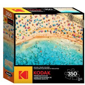 Aerial View of Sandy Beach with Colorful Umbrellas 350 large pieces puzzle